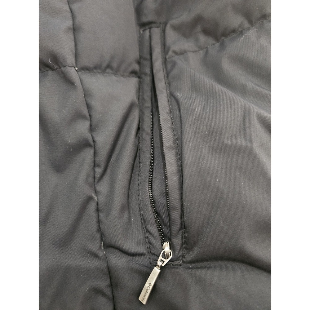 Columbia 1X Black Down Puffer Jacket Hooded Faux Fur Trim Zip Down Gorpcore Cozy - Picture 12 of 16